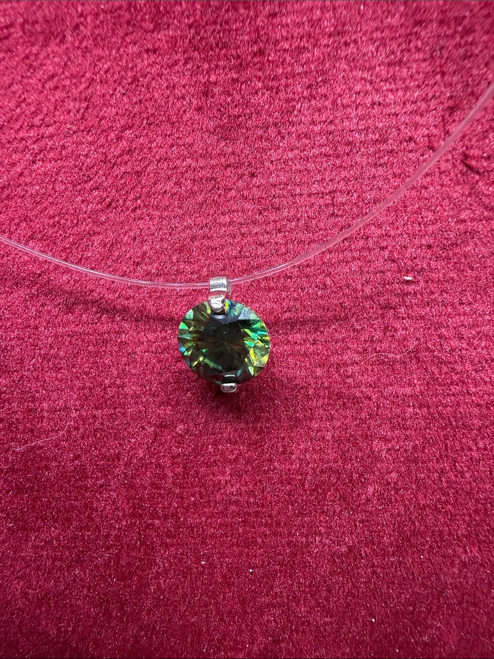 2 CT Russian Green Moissanite Floating Illusion Necklace 925 Sterling Old Money